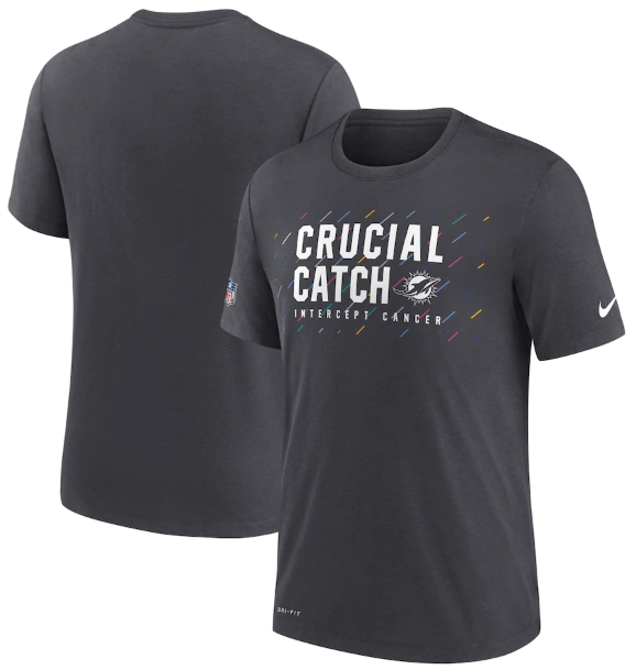 Men's Miami Dolphins Charcoal 2021 Crucial Catch Performance T-Shirt Men's Miami Dolphins Charcoal 2021 Crucial Catch Performance T-Shirt